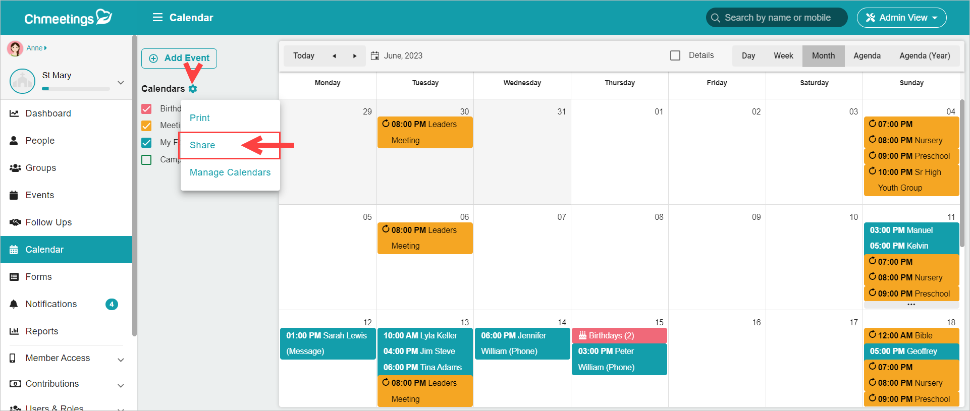 How To Sync The ChMeetings Calendar With Google Calendar Chmeetings