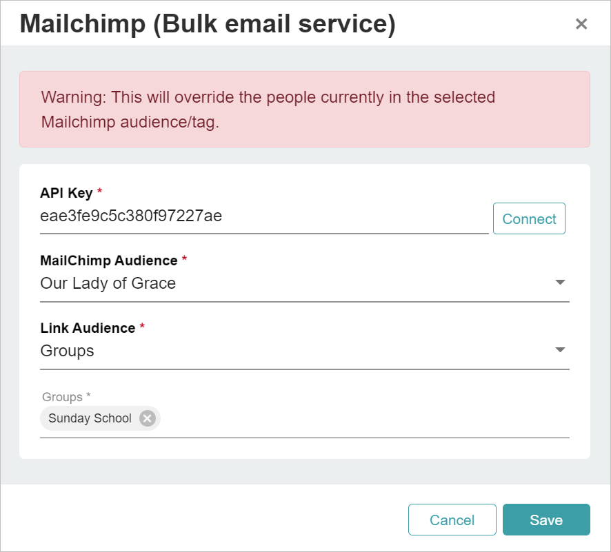 How do I integrate MailChimp? Chmeetings